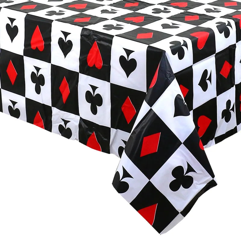Casino Table Runner Decor Las Vegas Table Cover Poker Night Themed Table Decoration Casino Playing Card Birthday Party Supplies