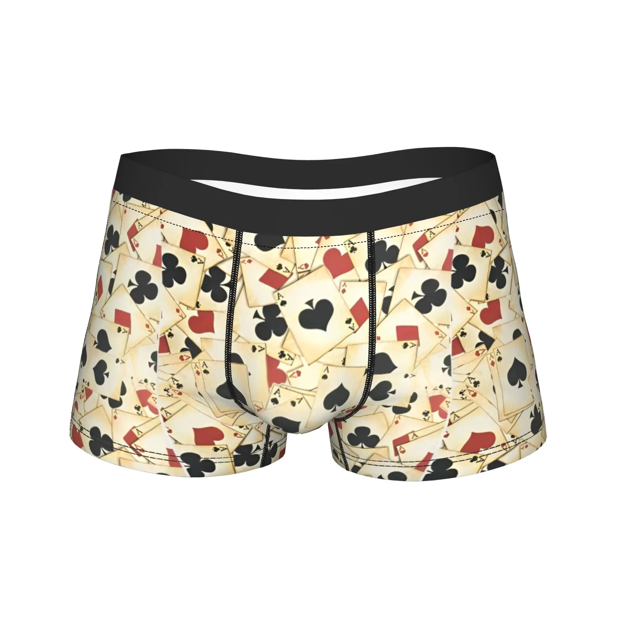Men Boxer Briefs Shorts pants Panties King Of Hearts Blackjack Cards Poker 21 K Breathable Underwear Male Humor Plus Size Underpants
