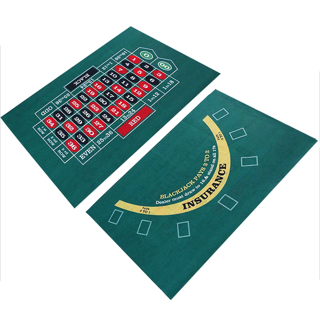 Double-sided Poker Layout Mat Blackjack And Texas Holdem Available Table Mat Craps And Roulette Table Felt Green Fabric Mat