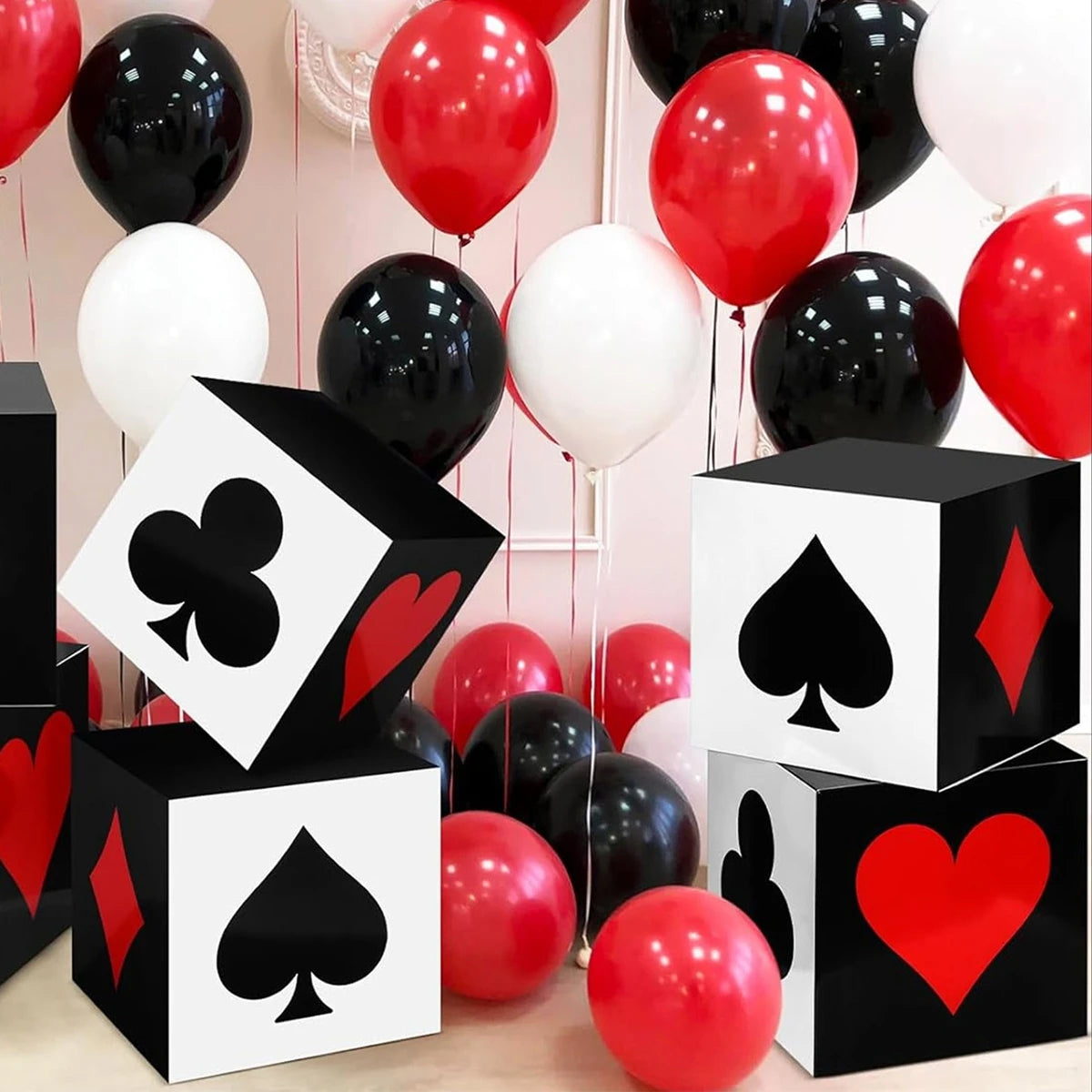 Las Vegas Casino Birthday Party Decorations Black Et Red Poker Theme Square Boxes pour Las Vegas Game Night Party Supplies