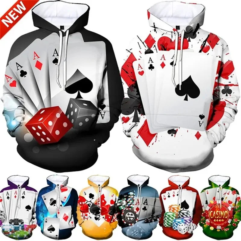 Hoodie Graphique Poker - Enfants & Femmes Hip Hop Streetwear