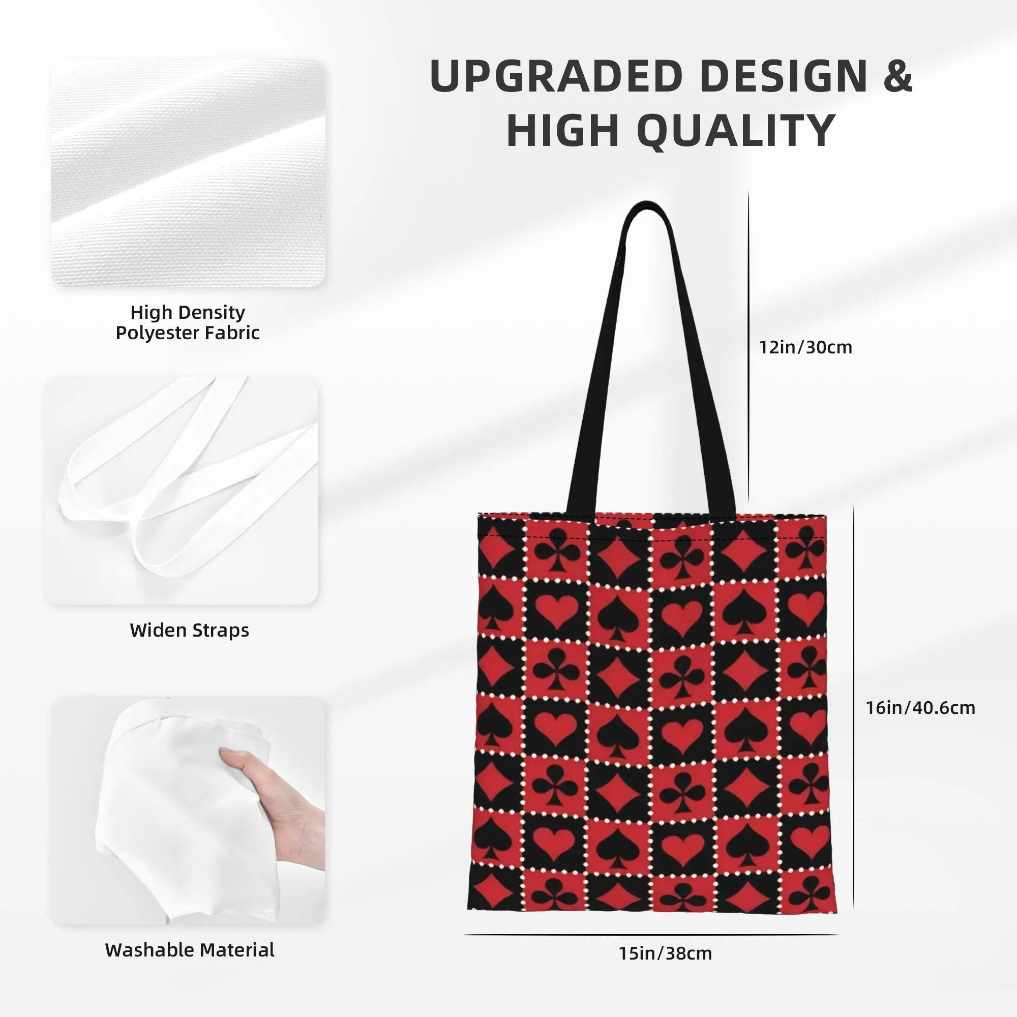 Fashionable Tote Bag - Grand Format Cartes à Jouer Style Toile Sac Foldable Chic Cadeaux