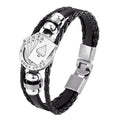 Poker Black K Alloy Bead Multilayer Handmade Wove Leather Bracelet Vintage Men Casual Fashion Hand Chian Jewelry Accessory Gift