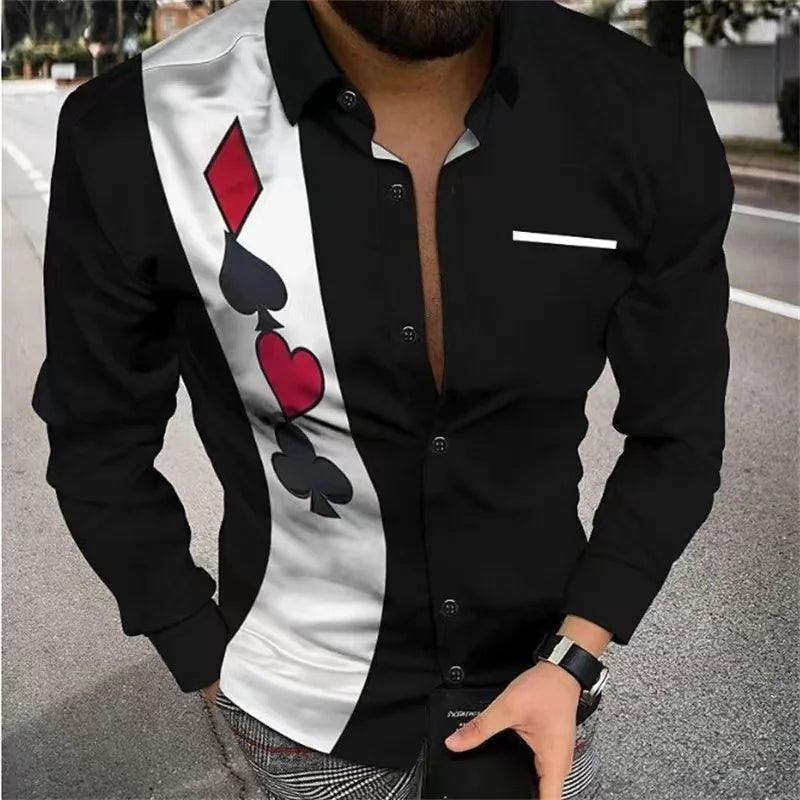 Men's shirt casual outdoor street poker 2024 new designer design soft and comfortable men's tops plus size 6XL