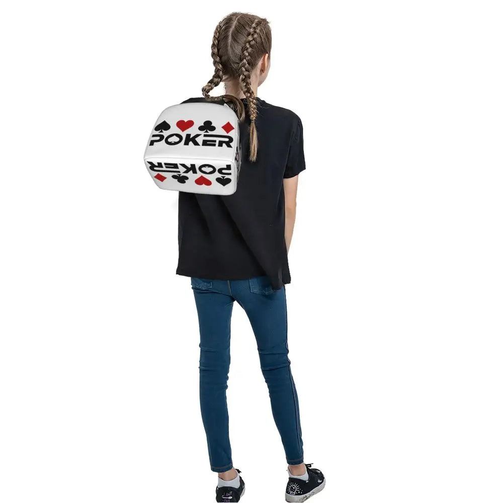 Poker Four Suits Portable Lunch Box Étanche Card Game Players Cooler Thermal Food Insulated Lunch Bag School Children Student