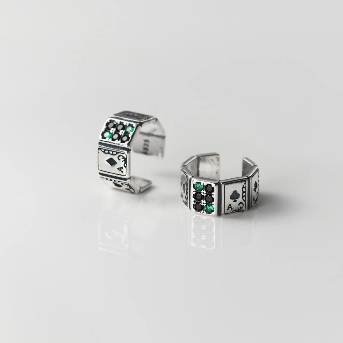 Korean 925 Sterling Silver Vintage Personality Hip-hop Punk Poker Clip Earrings for Men S925 Party Jewelry Gift Aretes De Mujer