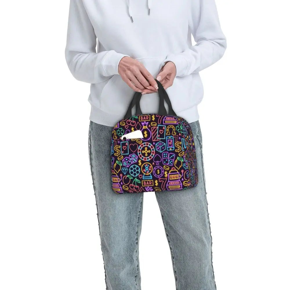 Poker Four Suits Portable Lunch Box Étanche Card Game Players Cooler Thermal Food Insulated Lunch Bag School Children Student
