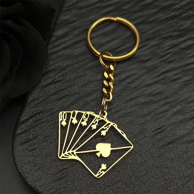 Lucky Ace of Spades Poker 10 J Q K A Necklace Stainless Steel Card Casino Fortune Playing Cards Necklace Jewelry collier6106