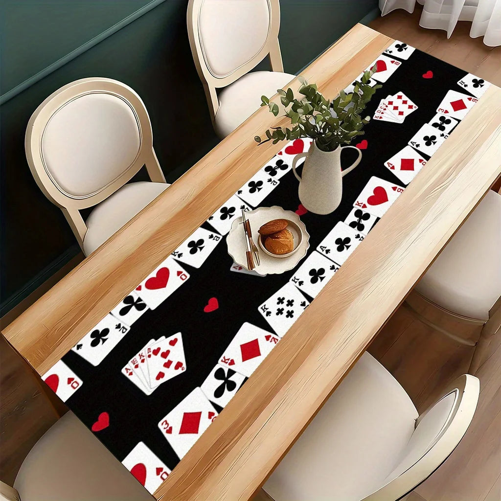 Poker Card Theme Table Runner Tablecover Poker Night Party Decoration Poker Card Birthday Party Supplies Home Dining Table Decor