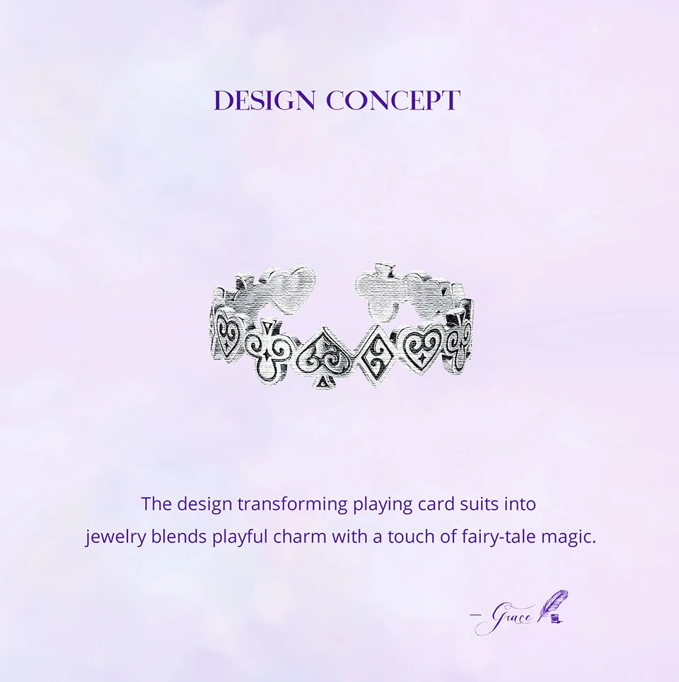 WOSTU Vintage 925 Sterling Silver Poker Card Open bague For Women, Antique Adjustable Stacking Party Rings Fine Gift