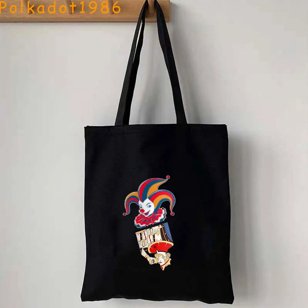 Funny Poker Cartes à Jouer Cute King Queen Jack of Cœur Crowned Toile Tote Sac Pouch Shopper Shoulder Shopping Cotton Sac à Mains