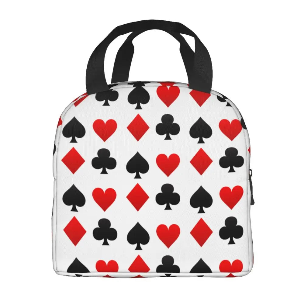 Poker Four Suits Portable Lunch Box Étanche Card Game Players Cooler Thermal Food Insulated Lunch Bag School Children Student