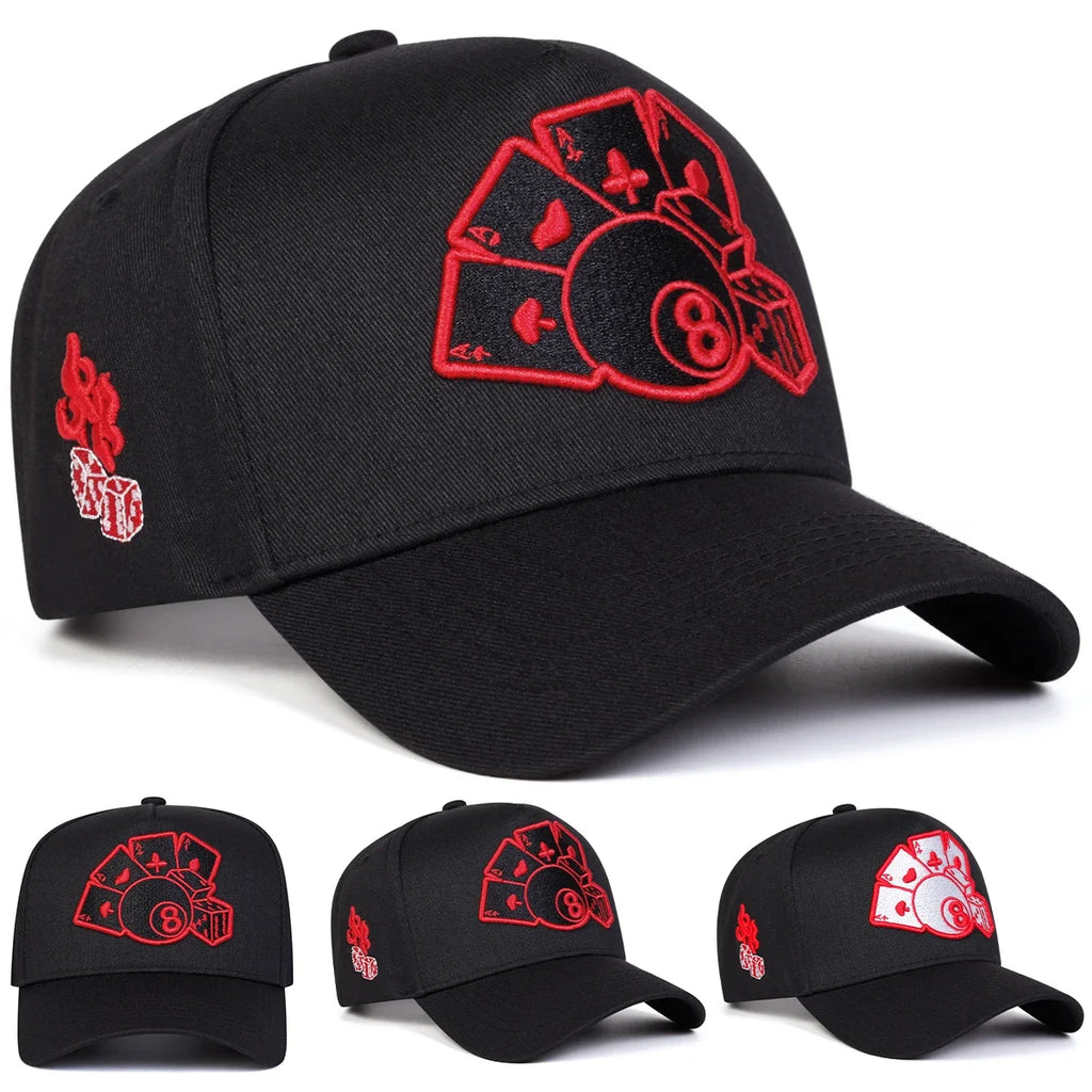 Unisex Poker Embroidery Baseball Caps Spring and Autumn Outdoor Adjustable Casual Hats Sunscreen Hat Sports Cap