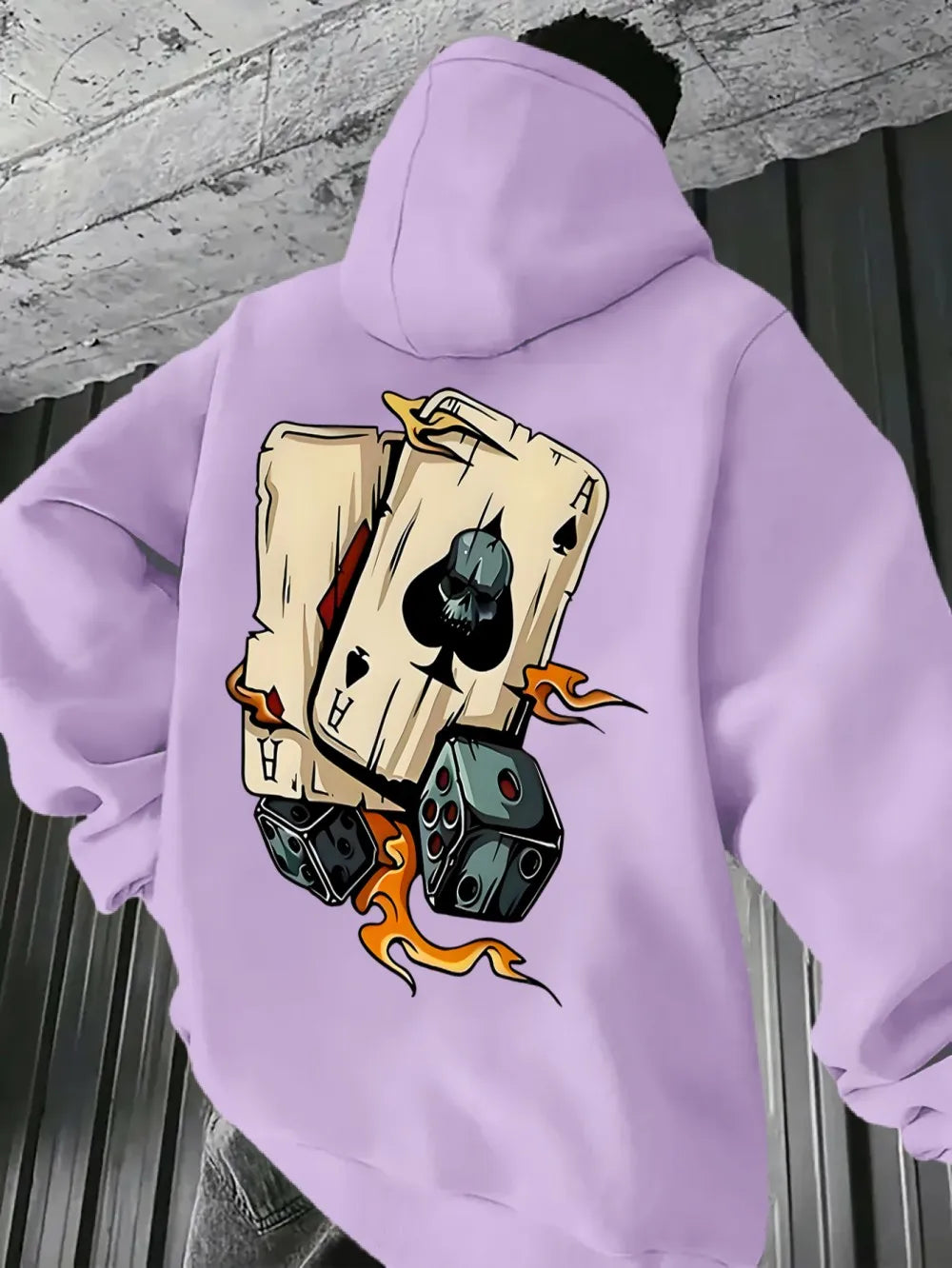 European and American men's new autumn fashion poker dice print comfortable and soft hooded sweatshirt outdoor street top