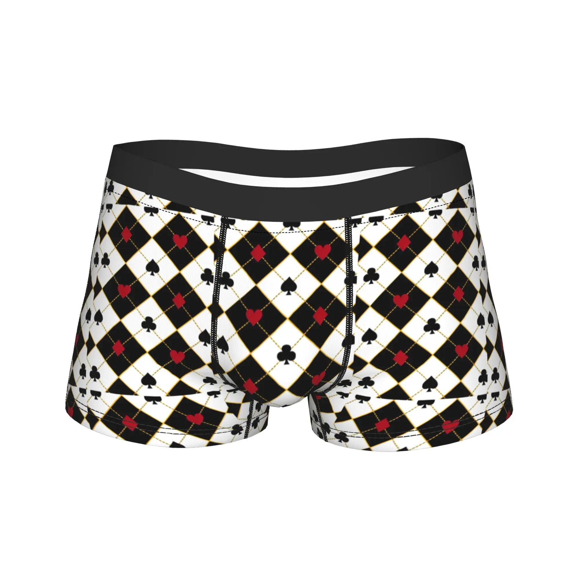Men Boxer Briefs Shorts pants Panties King Of Hearts Blackjack Cards Poker 21 K Breathable Underwear Male Humor Plus Size Underpants