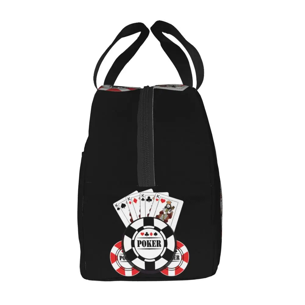 Poker Four Suits Portable Lunch Box Étanche Card Game Players Cooler Thermal Food Insulated Lunch Bag School Children Student