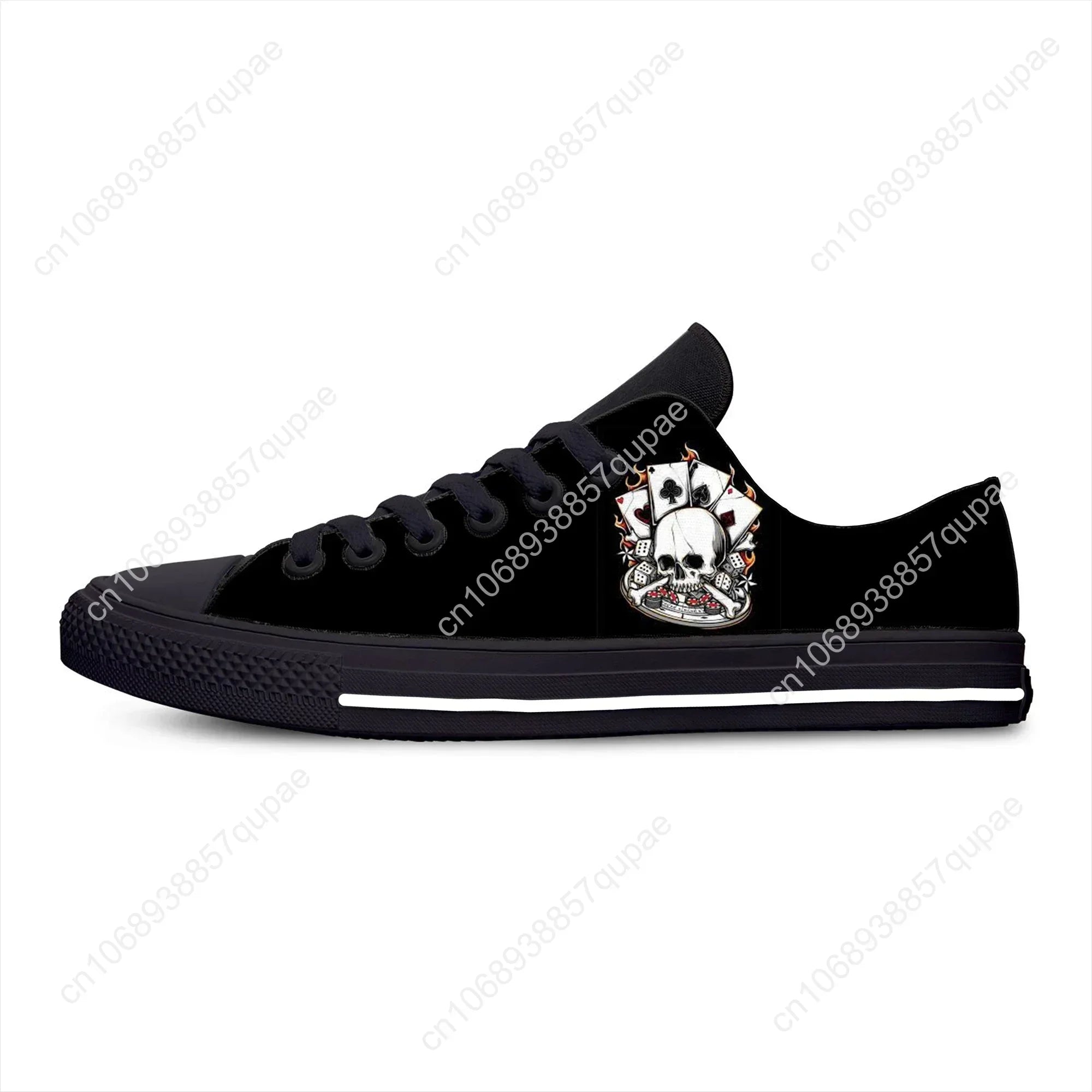 Grim Reaper Death Skull Poker Skeleton Low Top Sneaker baskets