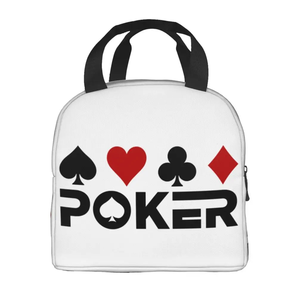 Poker Four Suits Portable Lunch Box Étanche Card Game Players Cooler Thermal Food Insulated Lunch Bag School Children Student