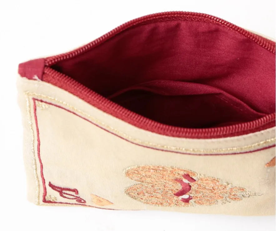 Mode Hand Embroidered Poker Card Patterns Portefeuille Pour Lady National Embrodered Small Pocket