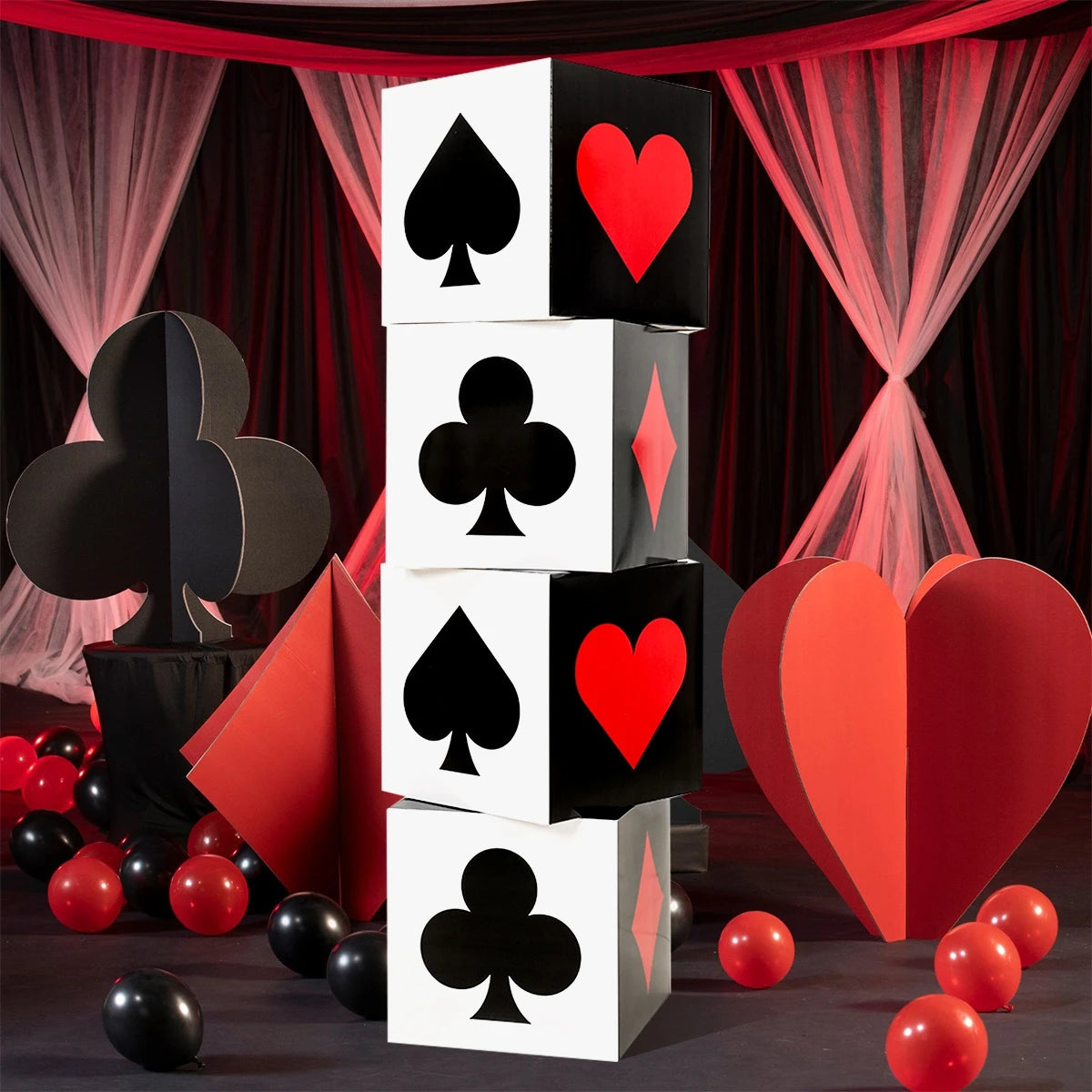 Las Vegas Casino Birthday Party Decorations Black Et Red Poker Theme Square Boxes pour Las Vegas Game Night Party Supplies