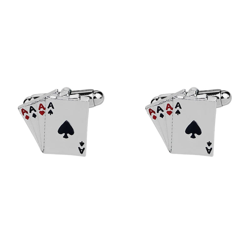 Funny AAAA Shaped Cufflinks Poker Ace Gemelos Mens Party Jewelry