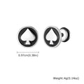 Vnox Stainless Steel Black Spade Stud Earrings for Men Women, Small Round Piercing Ear Jewelry, Poker Card Theme Ear Studs Gifts