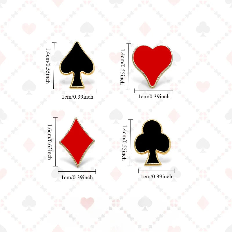 Trendy hot-selling playing card brooch, spade, heart, plum blossom square, modern new creative collar cufflink, small collar pin