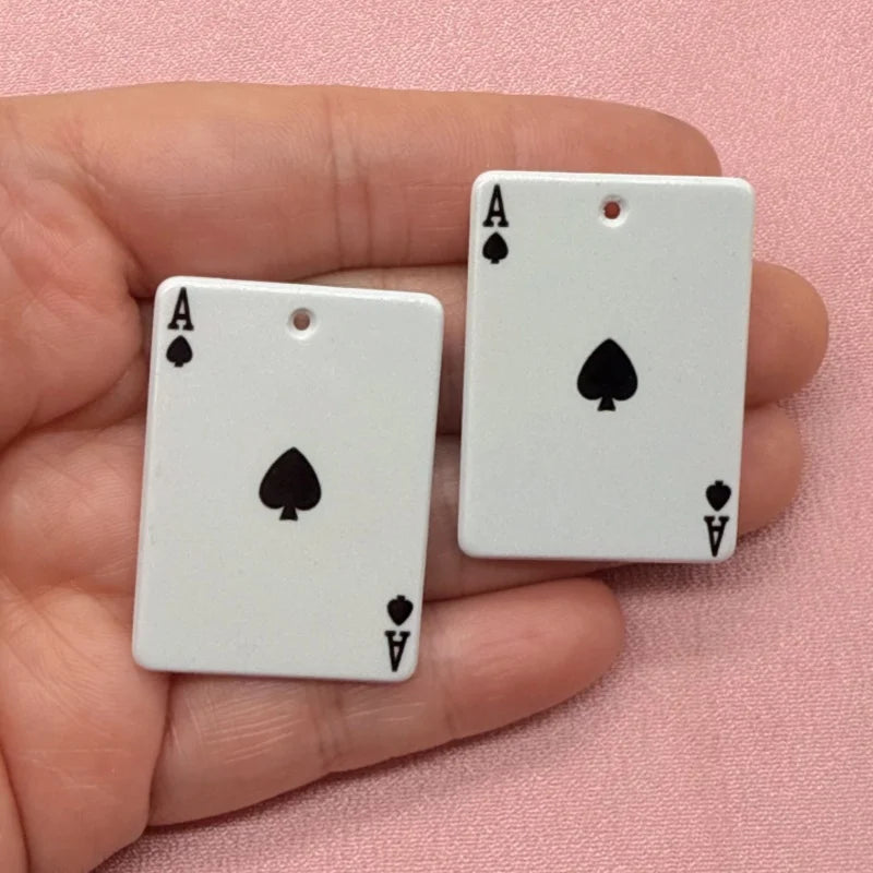 10pcs acrylic simulation poker pendant, DIY jewelry making earrings, keychain accessories