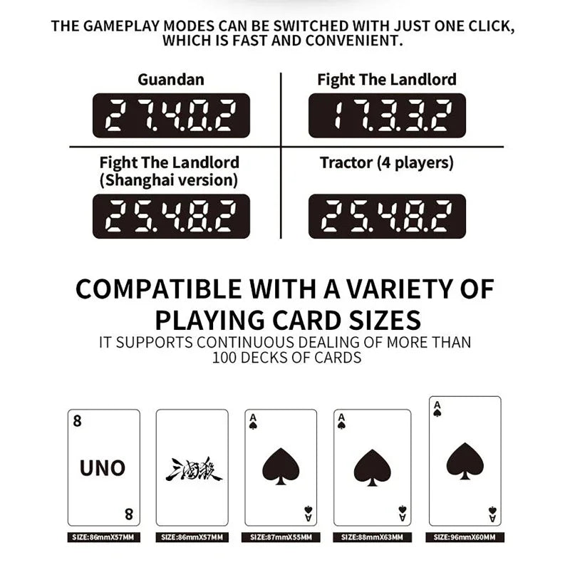 2400mAh Rechargeable Automatic Card Dealer Machine 360° Rotating Electric Poker Card Dispenser Tool For Outdoor Parties
