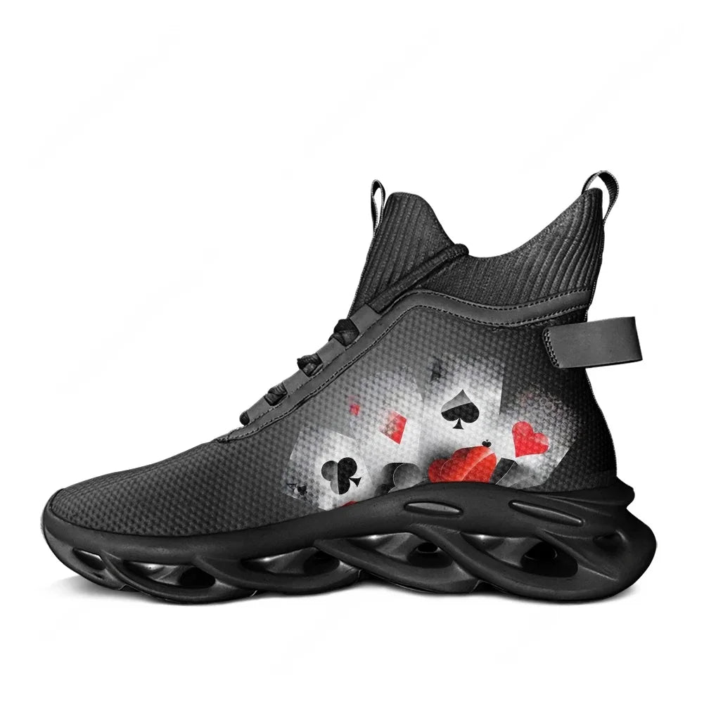 Playing Card Poker 3D Printed Pattern High Top Flats Sneakers baskets