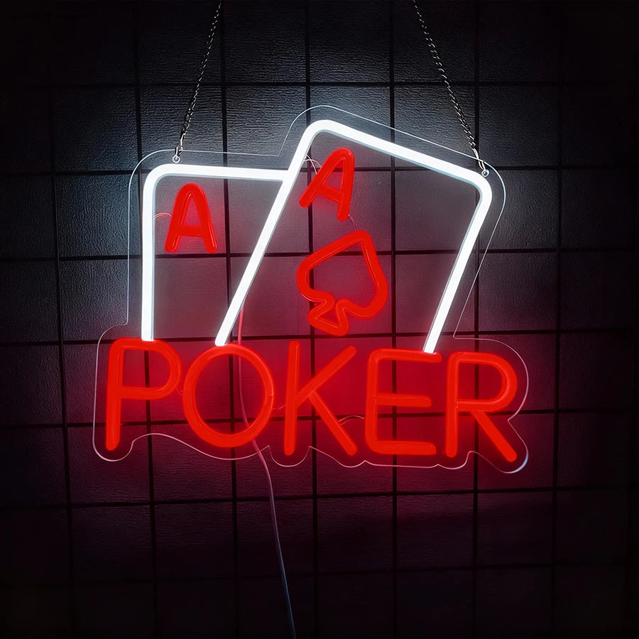 Playing Cards Neon Sign for Wall Decor,Poker Teens LED Neon USB Light Sign for Bedroom Casino Bar Play Room Birthday Party Decor