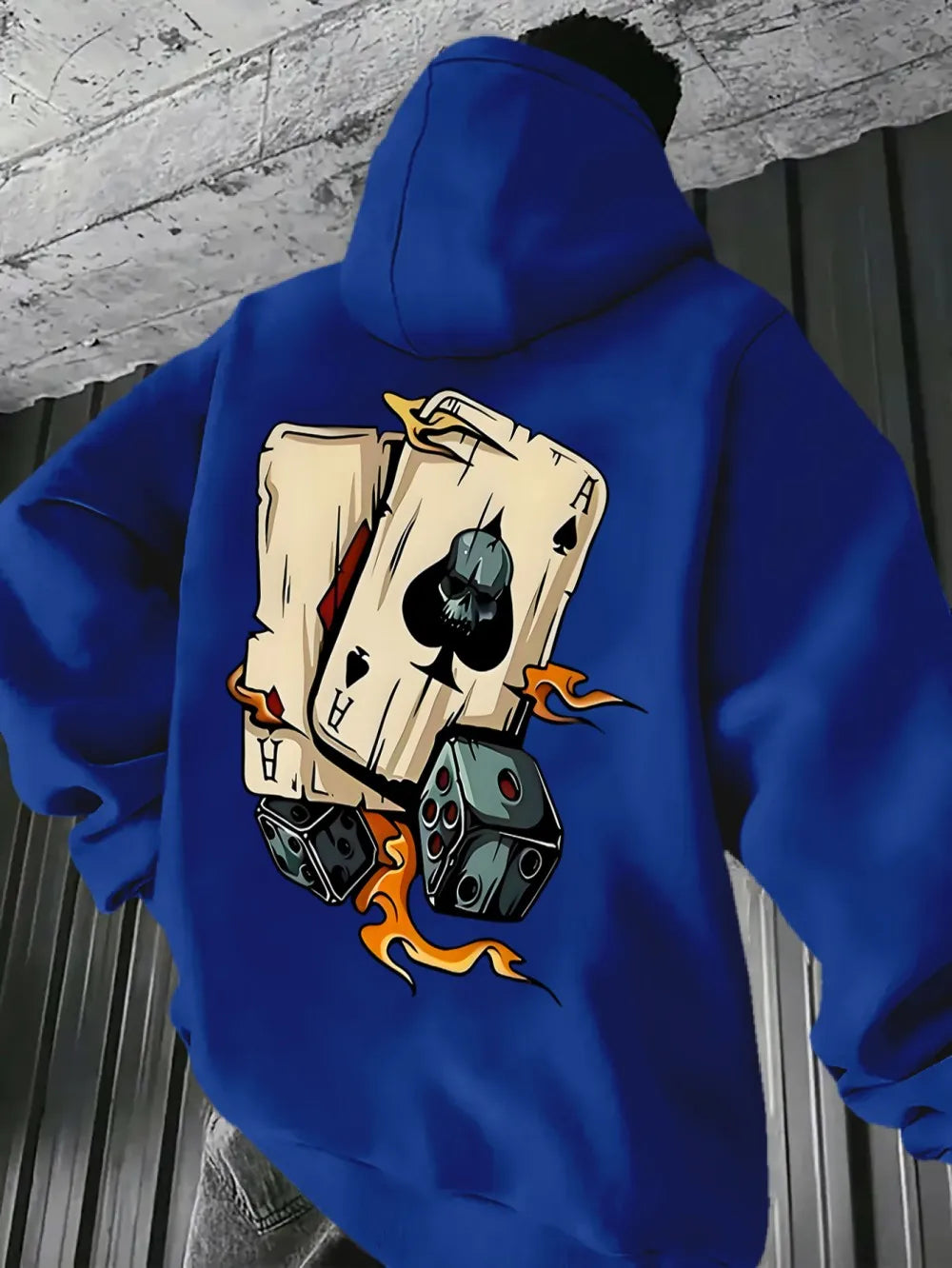 European and American men's new autumn fashion poker dice print comfortable and soft hooded sweatshirt outdoor street top