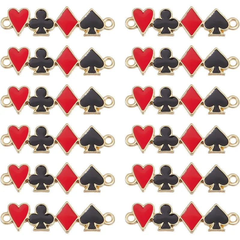 40pcs Playing Card Sign Links Alloy Enamel Connector Charms Poker Connector pour DIY Necklace Bracelet Earring Jewelry Making