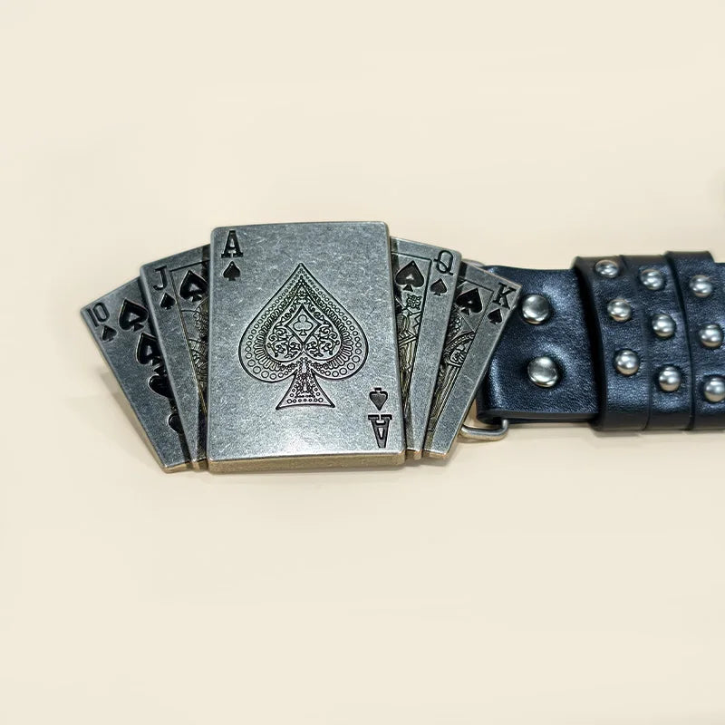 Western Noir Ceinture pour Homme et Femme Poker Rivet Ceintures Male Mode Leisure Punk Accessories wide Jeans Waistband Homme Cadeaux