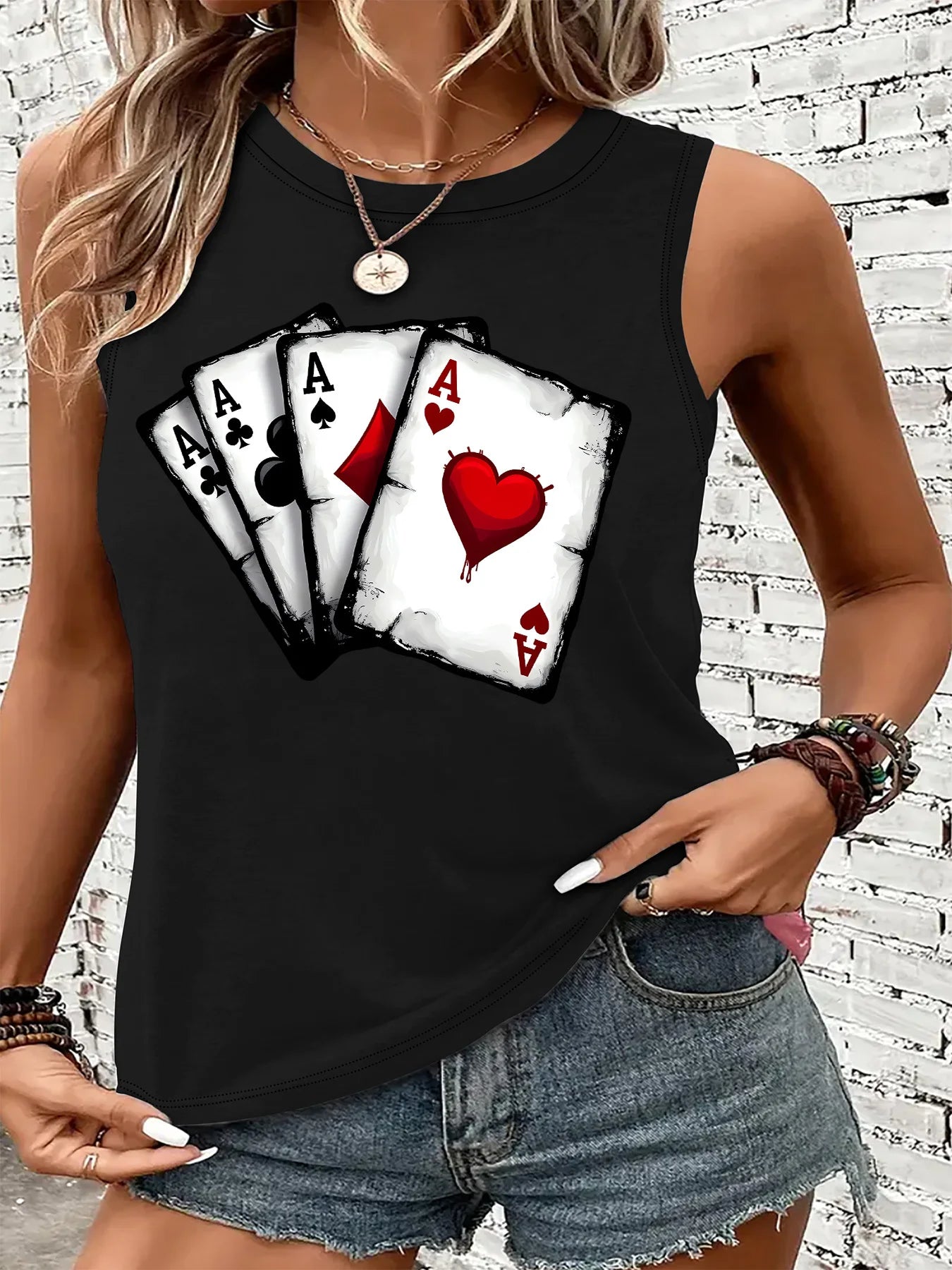 PLUS SIZE printed Summer women's loose and personalized dream catcher mesh printed vest top T-shirt comfortable sleeveless