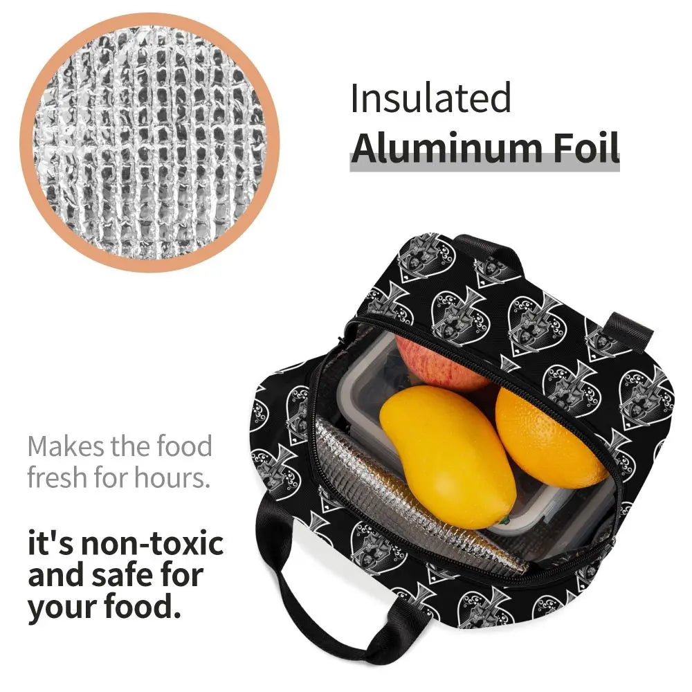 Poker Four Suits Portable Lunch Box Étanche Card Game Players Cooler Thermal Food Insulated Lunch Bag School Children Student