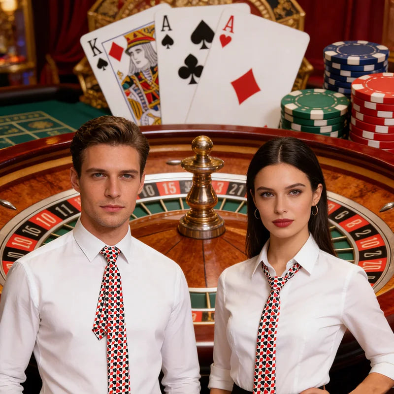 Mode 8 Style Poker Casino Theme Cravates Pour Homme Femme 5cm Narrow Skinny Cravates Formal Casual Accessory Pour Mariage Fête Daily