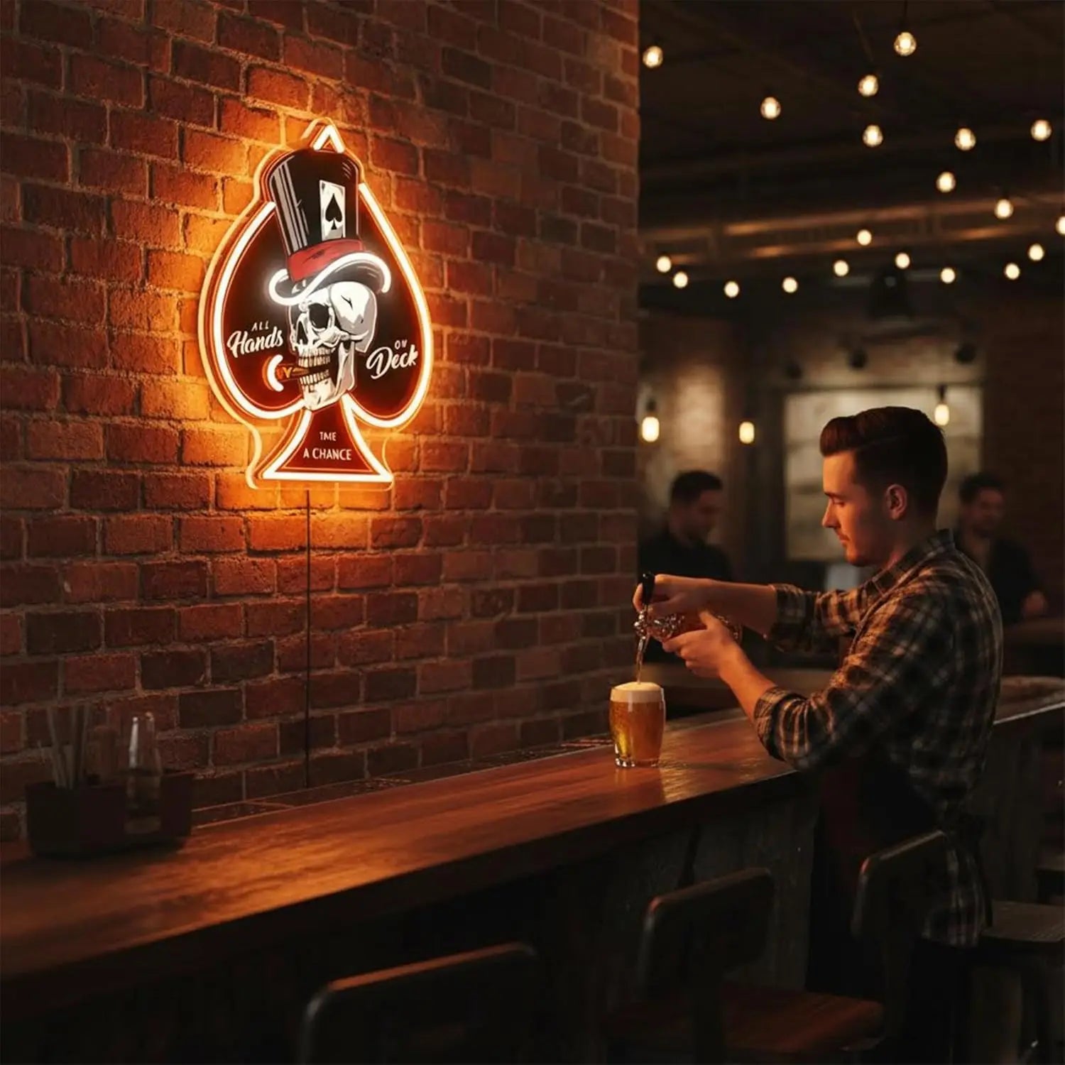 Skull Ace of Spades Neon Signs Dimmable LED Poker Neon Light USB for Game Room Home Bar Man Cave Wall Decor Cool Gifts for Men
