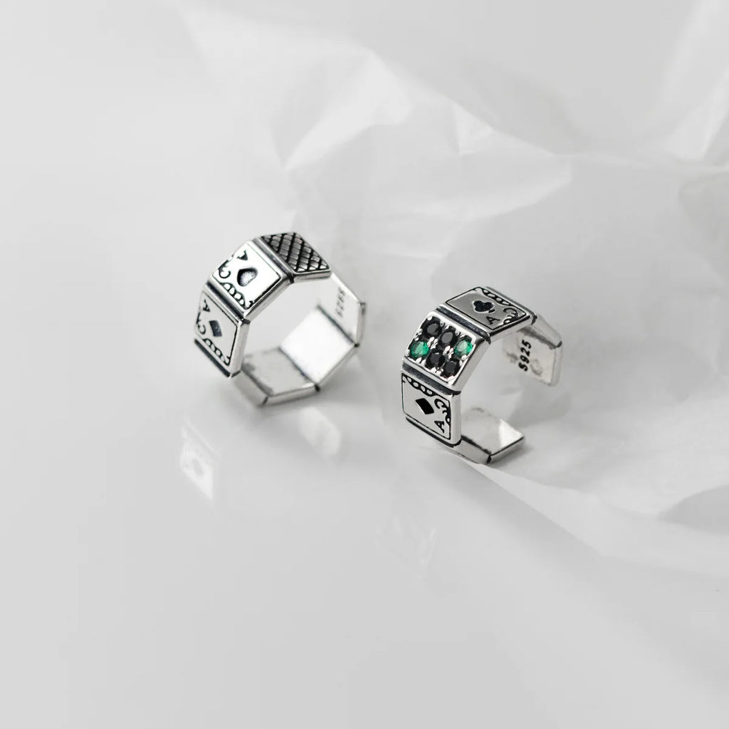 Korean 925 Sterling Silver Vintage Personality Hip-hop Punk Poker Clip Earrings for Men S925 Party Jewelry Gift Aretes De Mujer