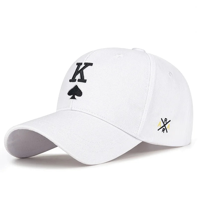 Spring Autumn New Style Embroidered Poker Black K Letter Baseball Cap Outdoor Sunshade UV Protection Baseball Hats Cross-Border