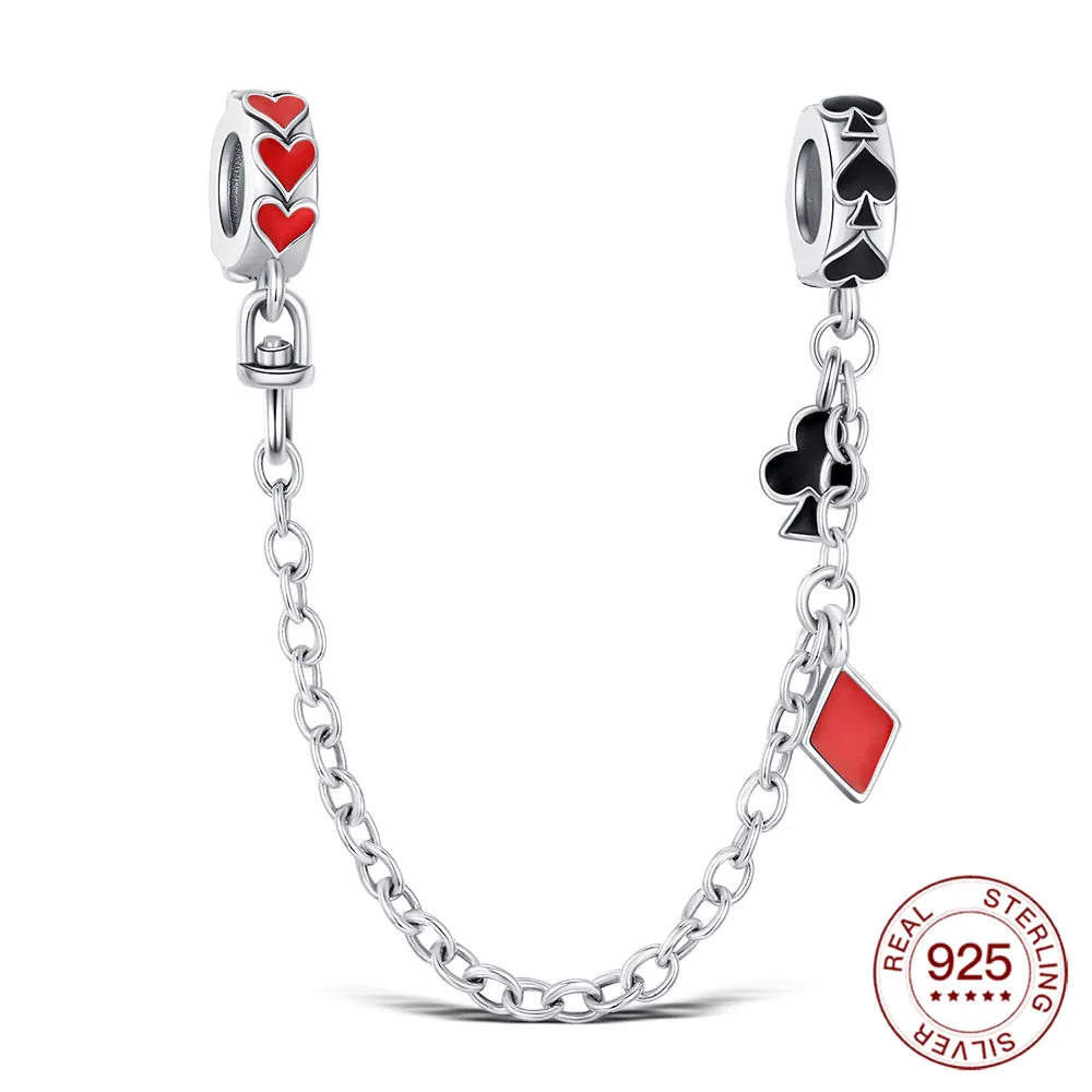 2026 925 Sterling Silver Earrings Charm Poker Suit Tassel Earrings Jewelry Making For Classic Bracelet Ladies DIY Holiday Gifts