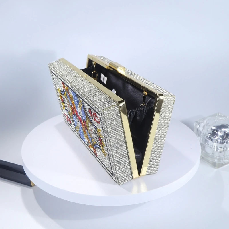 Women Card Evening Clutch Purse Novelty Purse Queen Hearts Bags Playing Cards Gift