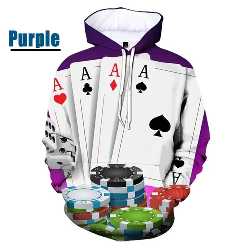 Hoodie Graphique Poker - Enfants & Femmes Hip Hop Streetwear