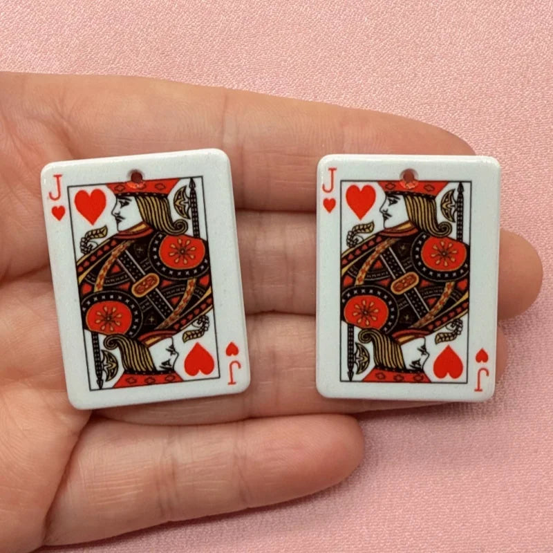 10pcs acrylic simulation poker pendant, DIY jewelry making earrings, keychain accessories
