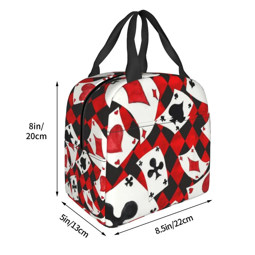 Poker Four Suits Portable Lunch Box Étanche Card Game Players Cooler Thermal Food Insulated Lunch Bag School Children Student