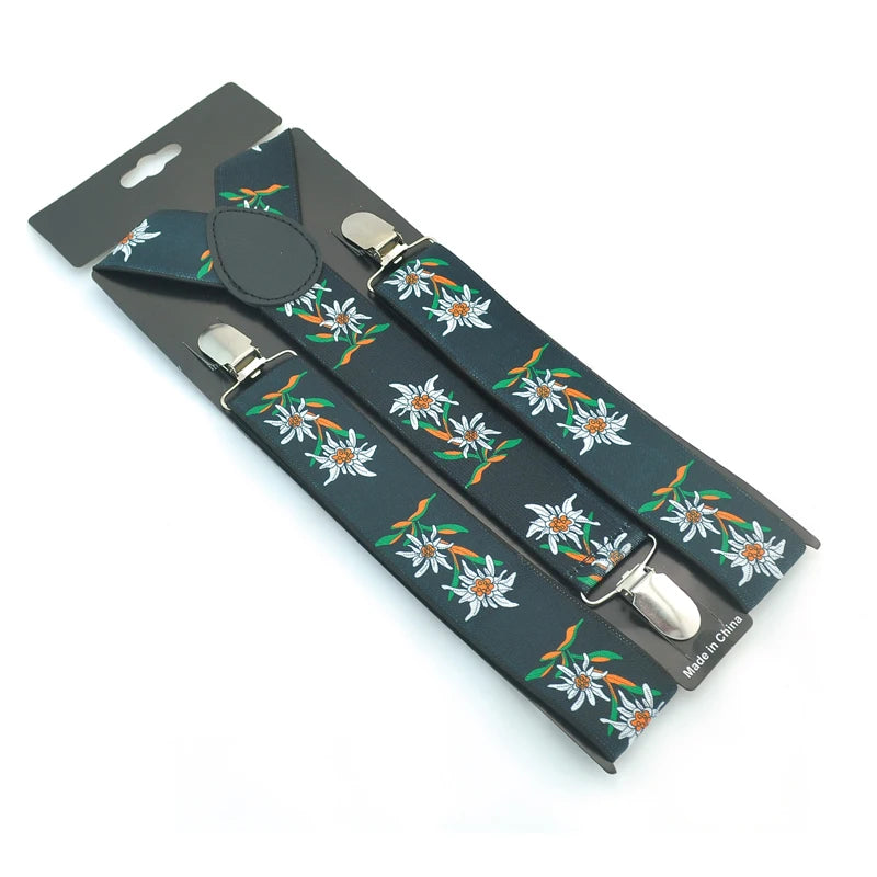 Suspenders pour Homme Clip-On Braces Elastic Suspender pour Trousers Pants Holder 3.5cm Ceinture Cartes à Jouer Poker Cards Braces Gallus
