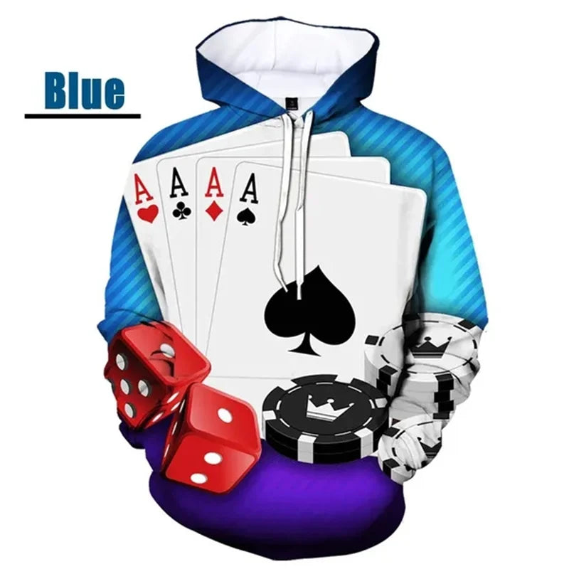 Hoodie Graphique Poker - Enfants & Femmes Hip Hop Streetwear
