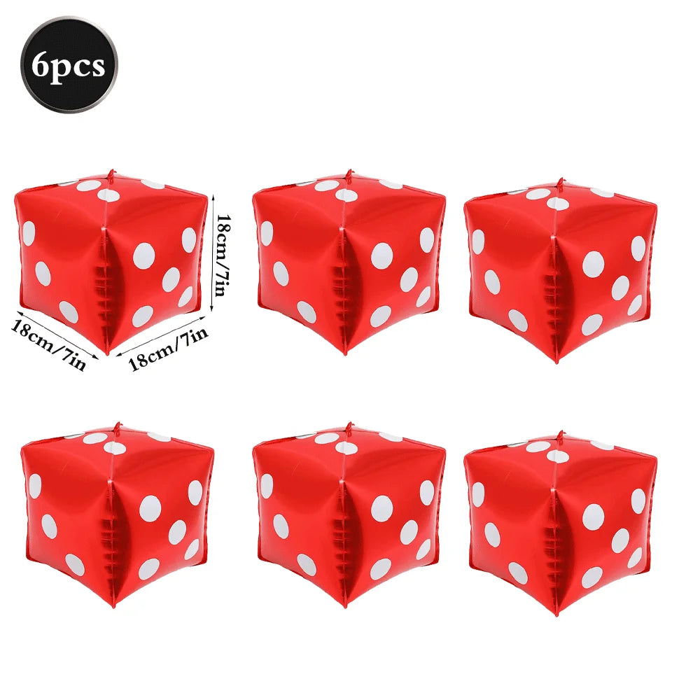 Casino Fête Décoration Dice Ballon Chanceux 7 Aluminium Ballon Latex Poker Ballons Casino Poker Fête Las Vegas Mariage Décorations