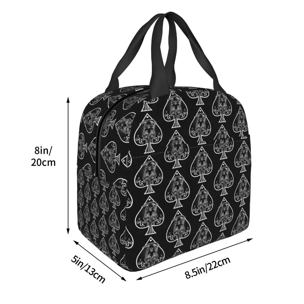 Poker Four Suits Portable Lunch Box Étanche Card Game Players Cooler Thermal Food Insulated Lunch Bag School Children Student