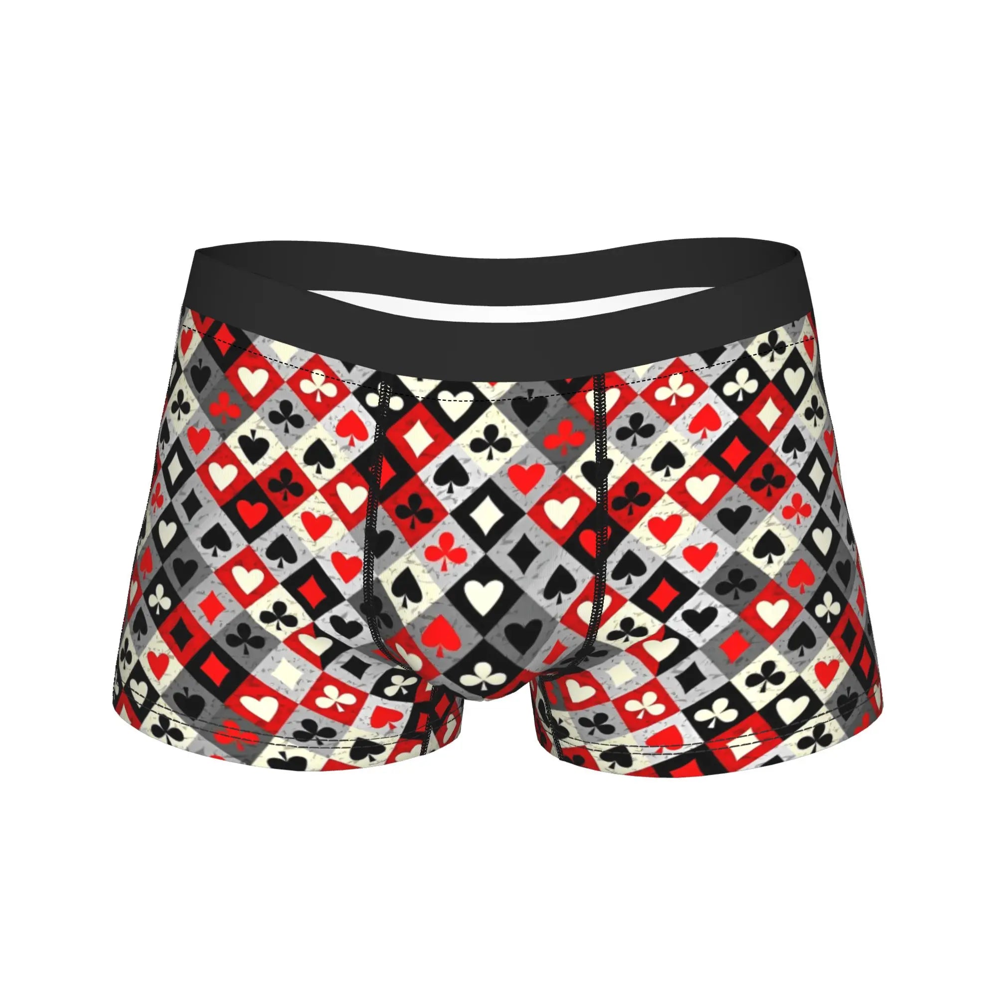 Men Boxer Briefs Shorts pants Panties King Of Hearts Blackjack Cards Poker 21 K Breathable Underwear Male Humor Plus Size Underpants